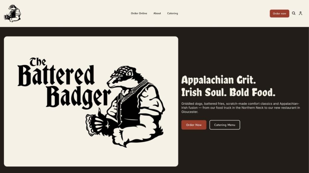 The Battered Badger website homepage