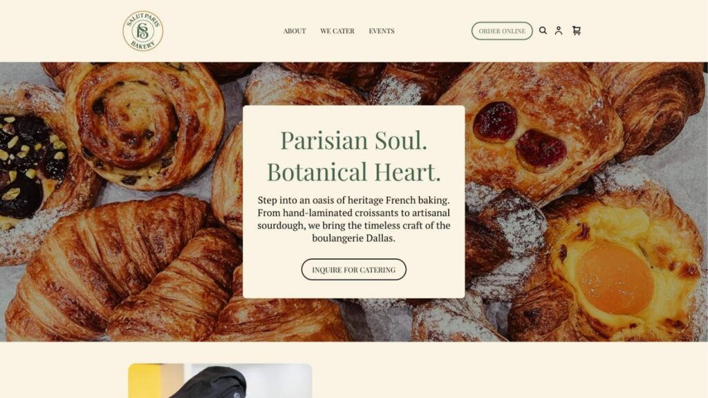 Salut Paris Bakery website homepage